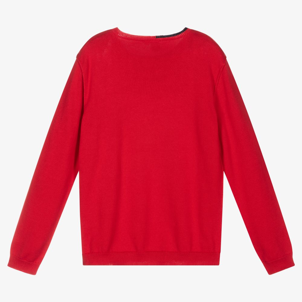 iDO Junior Boys Red Cotton Sweater Childrensalon Outlet