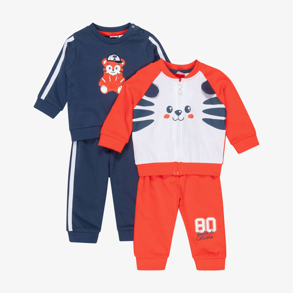 iDO-Boys Red & Navy Blue Tiger Tracksuits (2 Pack) | Childrensalon Outlet