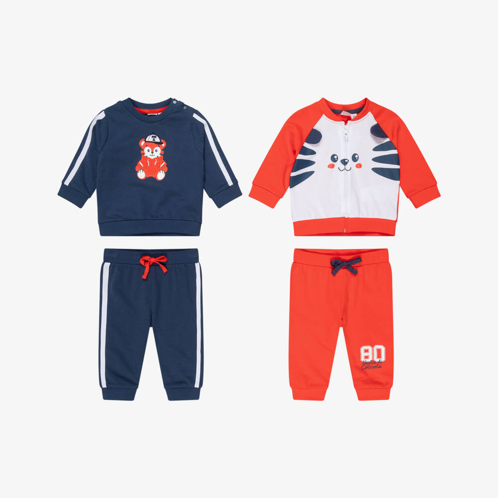 iDO-Boys Red & Navy Blue Tiger Tracksuits (2 Pack) | Childrensalon Outlet