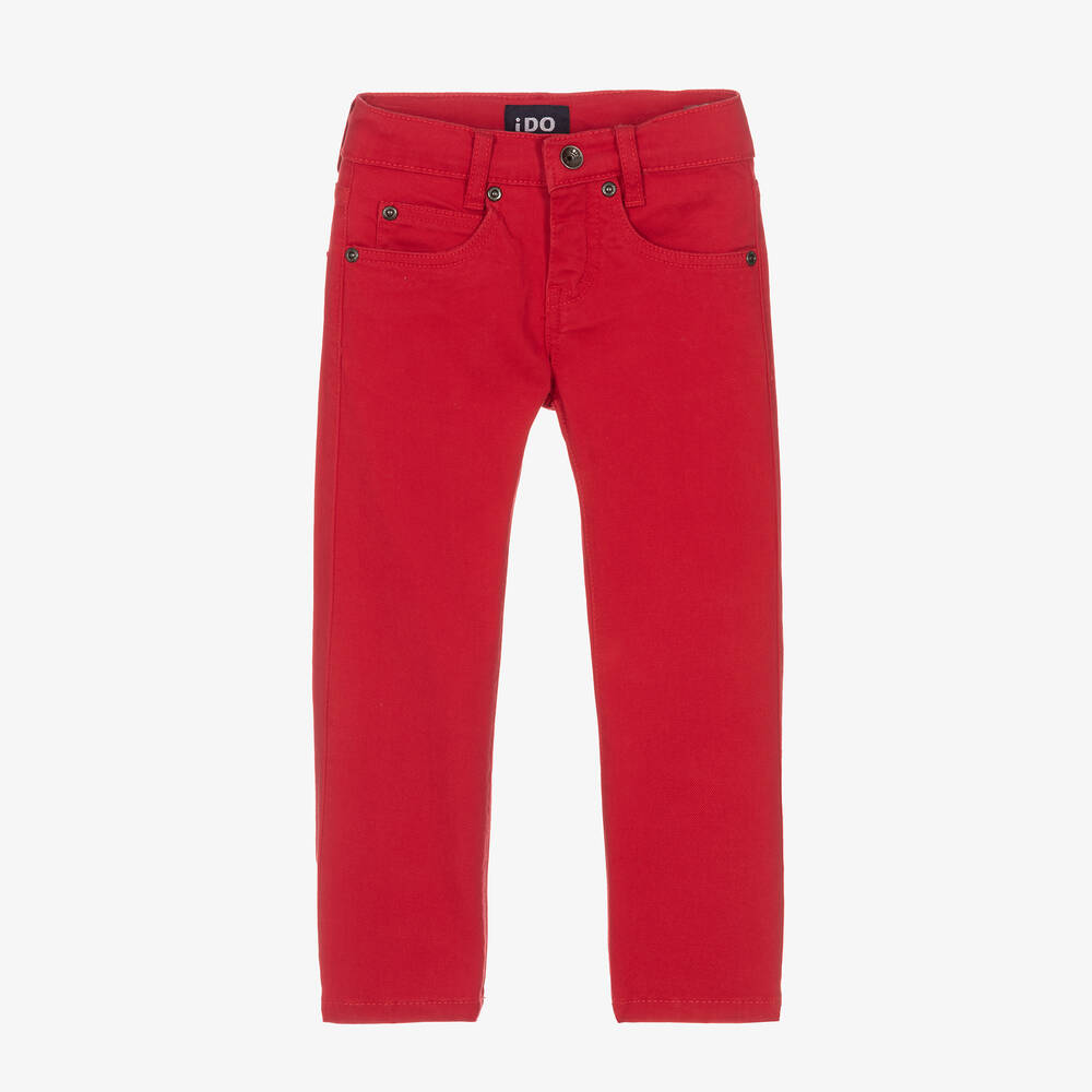 iDO Baby - Boys Red Slim Fit Trousers | Childrensalon