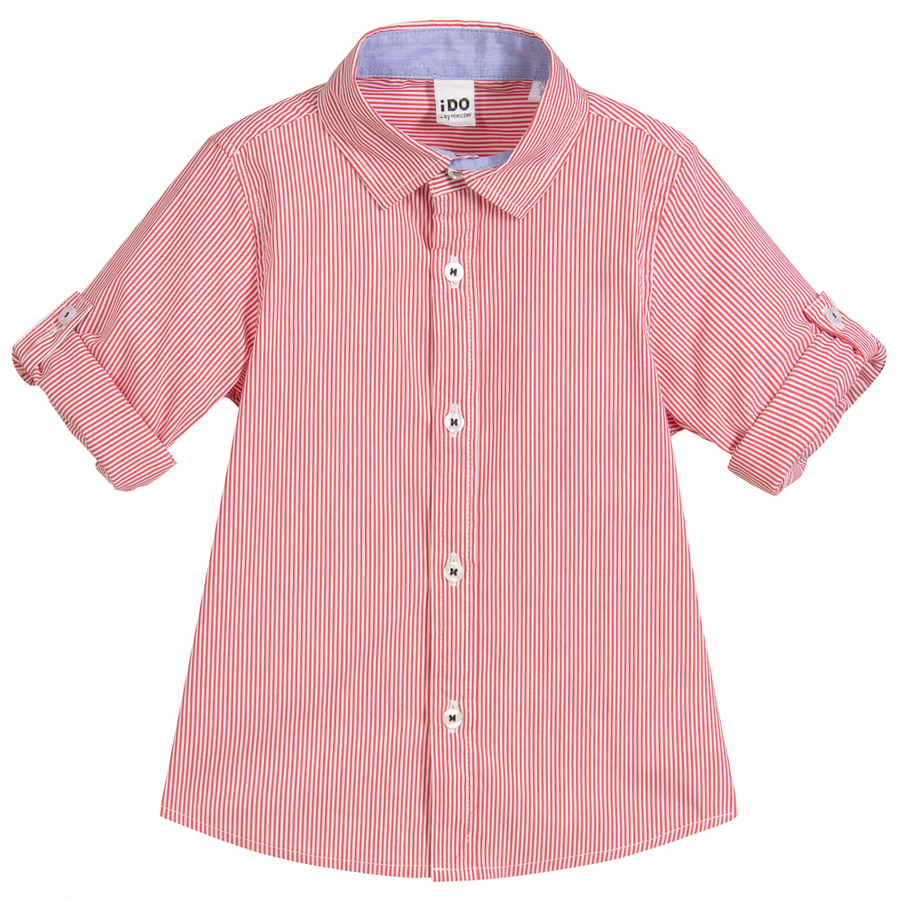 Ido Baby Boys Red Striped Cotton Shirt Childrensalon Outlet