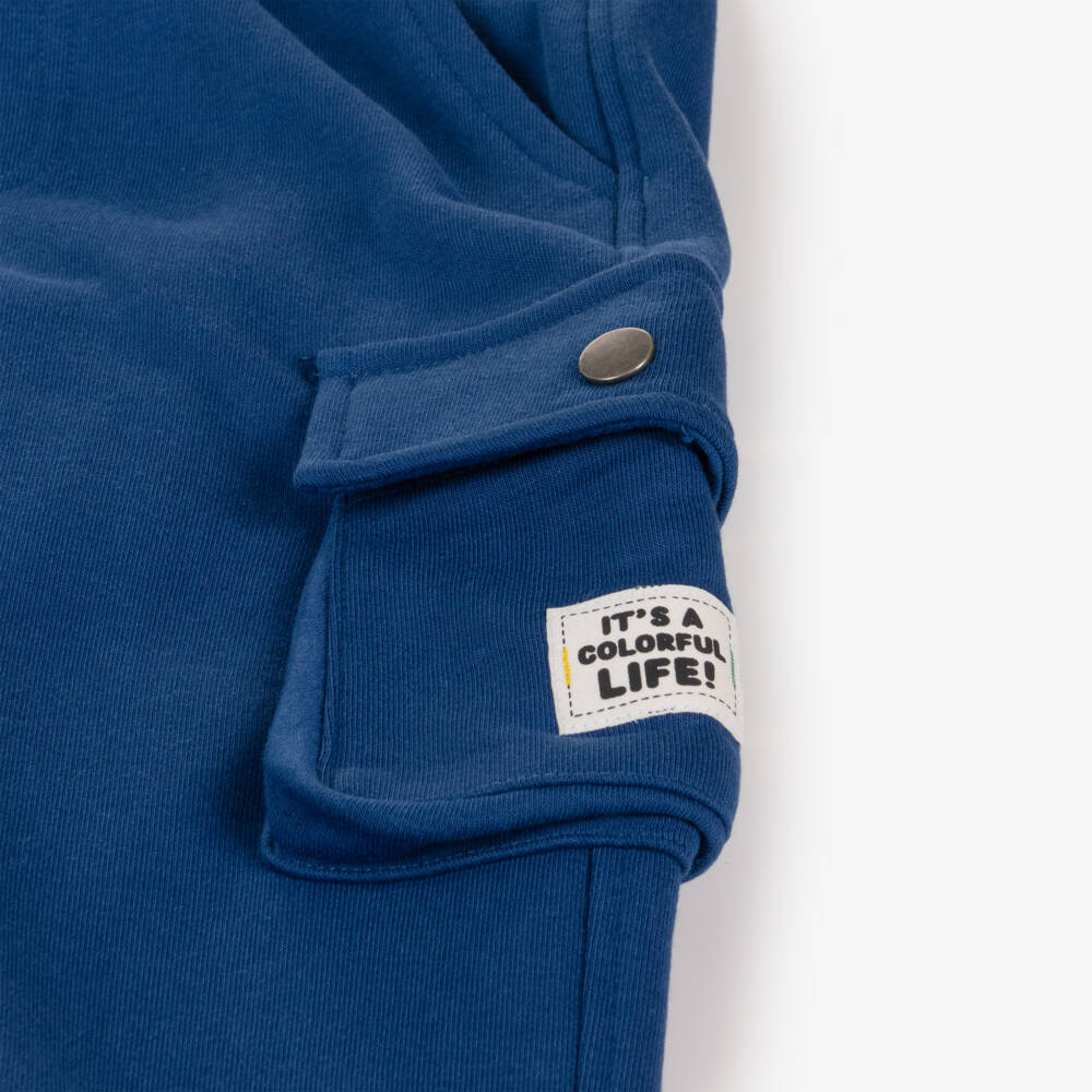 iDO Baby-بنطلون كارغو مزيج قطن لون أزرق رويال للأولاد | Childrensalon Outlet