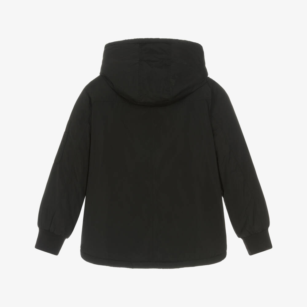 iDO-Boys Silky Black Waterproof Coat with Hood | Childrensalon Outlet