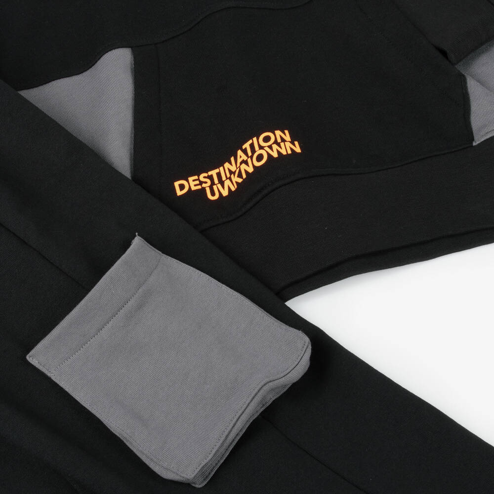 iDO Junior-Boys Sleek Black Cotton Tracksuit | Childrensalon Outlet