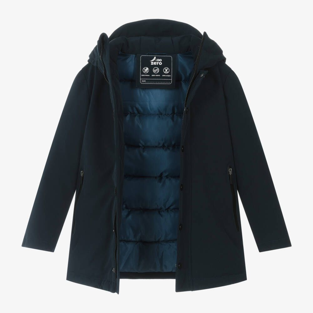 iDO Junior-Boys Sleek Navy Weatherproof Parka | Childrensalon Outlet