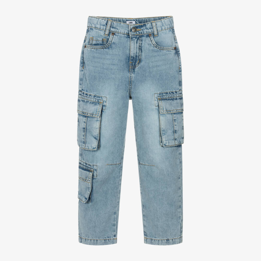 iDO Junior-Boys Soft Blue Cargo Denim Trousers | Childrensalon Outlet