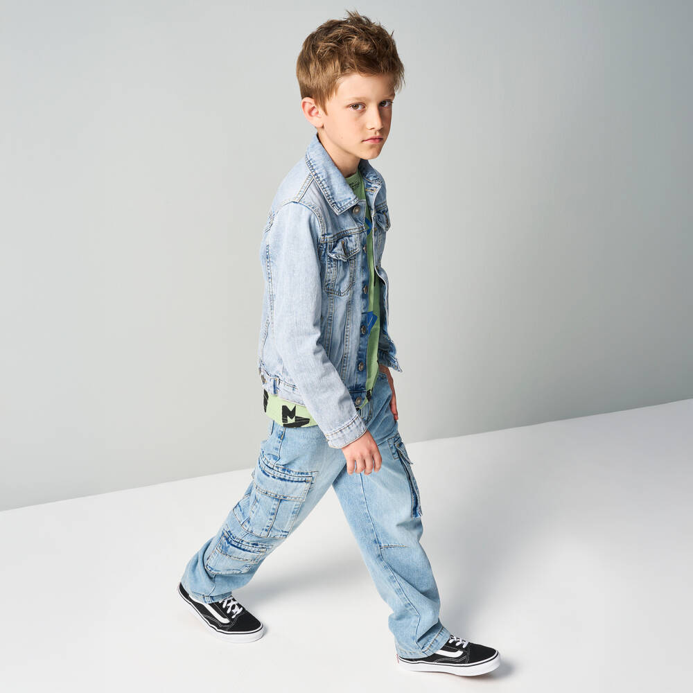 iDO Junior-بنطلون جينز كارجو أزرق ناعم للأولاد | Childrensalon Outlet