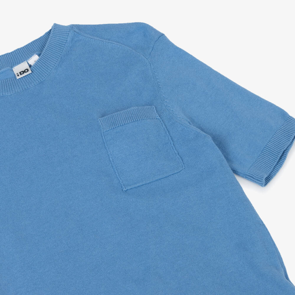 iDO Junior-Boys Soft Blue Cotton Tee | Childrensalon Outlet