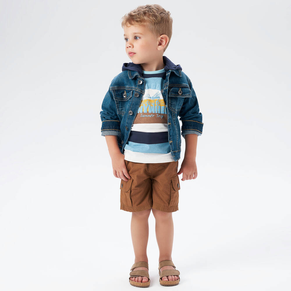 iDO Baby-Boys Striped Cotton Slogan T-Shirt | Childrensalon Outlet