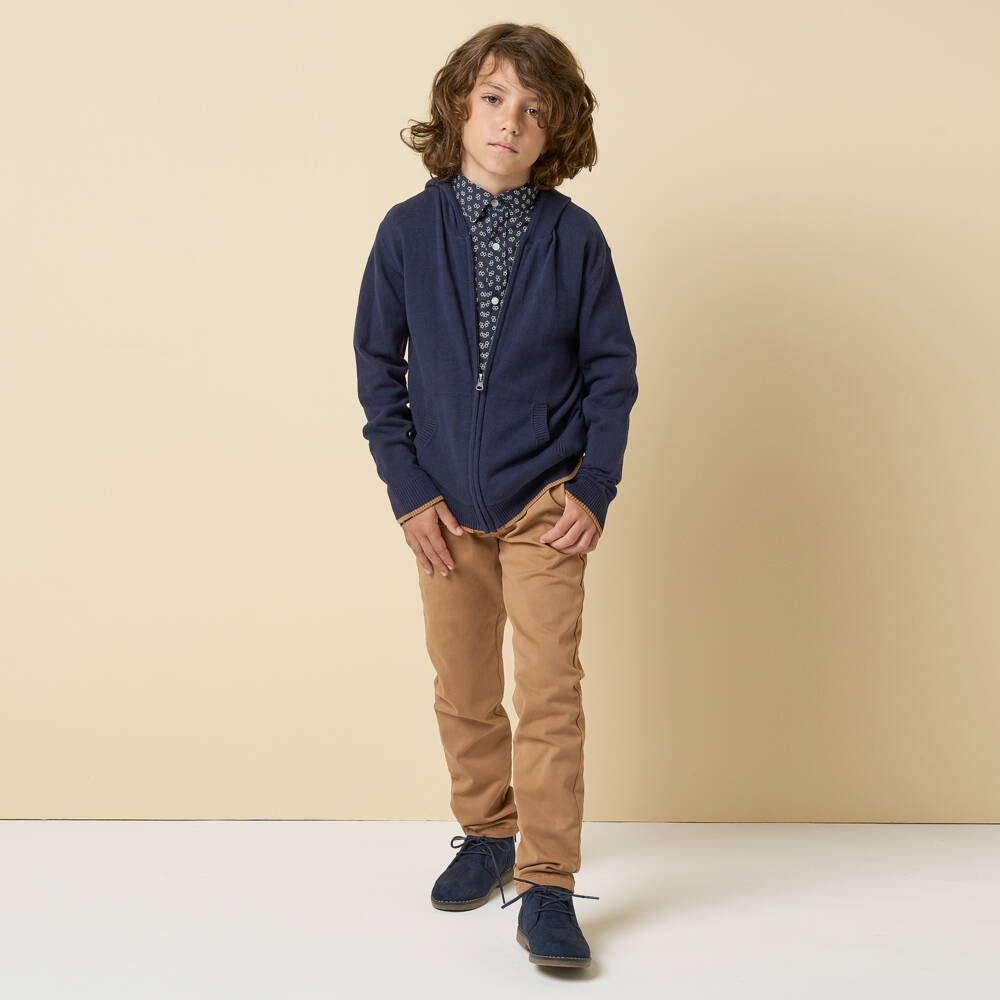 iDO Junior-Boys Tan Cotton Twill Trousers | Childrensalon Outlet