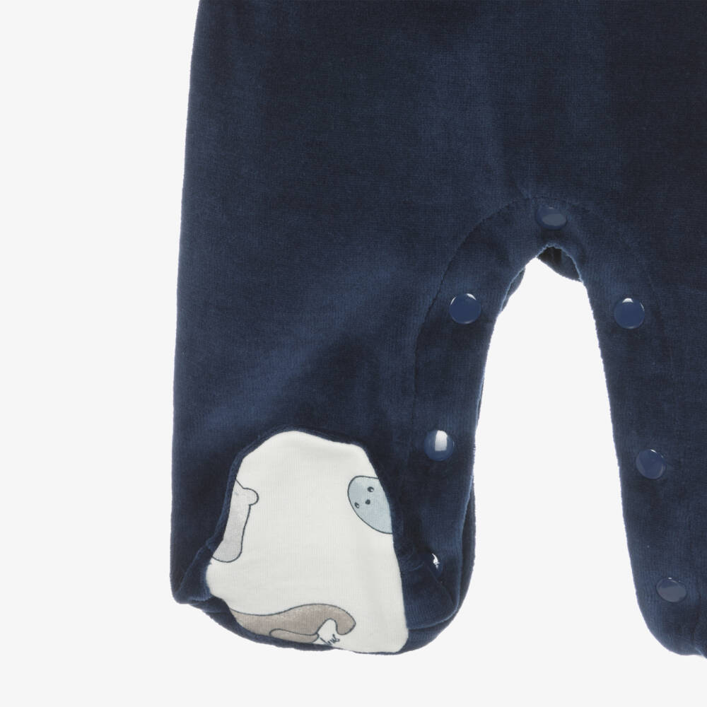 iDO Mini-Boys Velour Dungaree Babygrow | Childrensalon Outlet