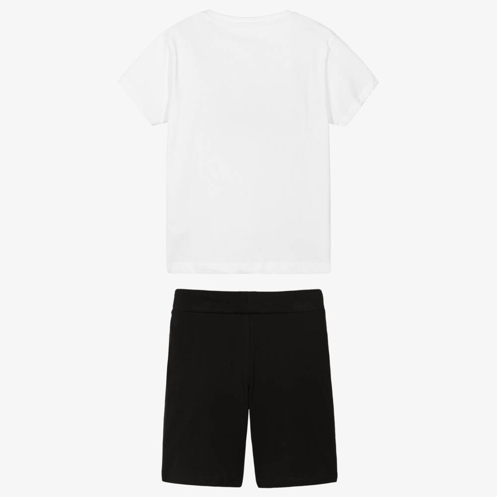 iDO-Boys White & Black Cotton Brooklyn Shorts Set | Childrensalon Outlet