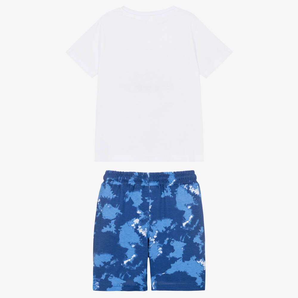 iDO-Boys White & Blue Crocodile Motif Shorts Set | Childrensalon Outlet
