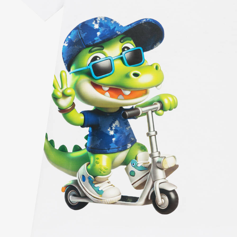iDO-Boys White & Blue Crocodile Motif Shorts Set | Childrensalon Outlet