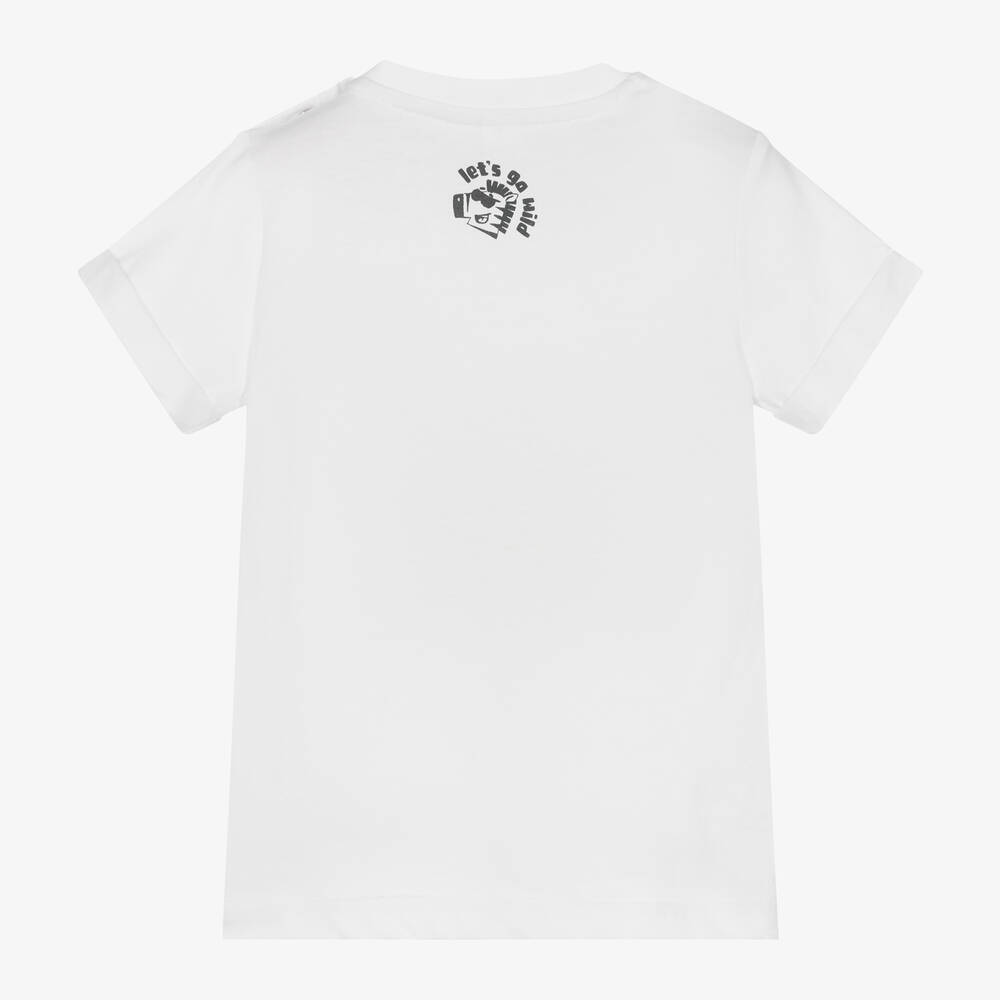 iDO Baby-Boys White Cotton Animal Print T-Shirt | Childrensalon Outlet