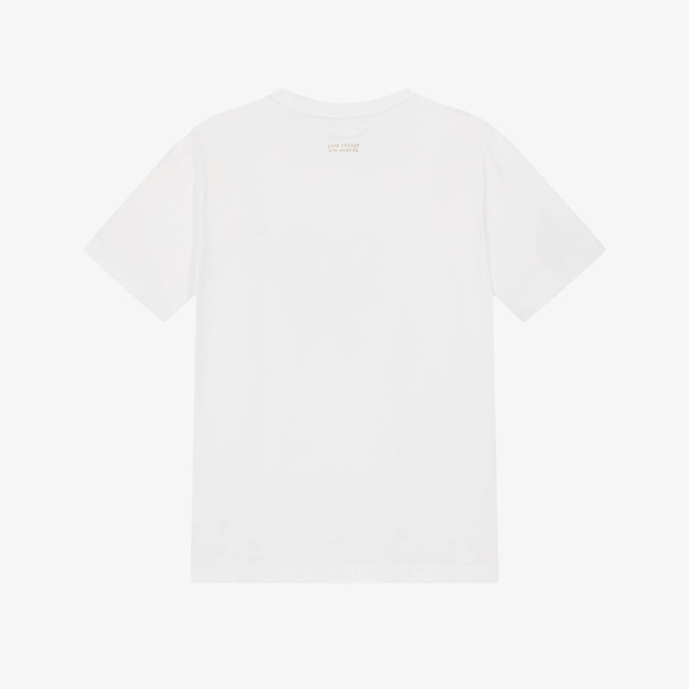 iDO-Boys White Cotton Good Vibes T-Shirt | Childrensalon Outlet
