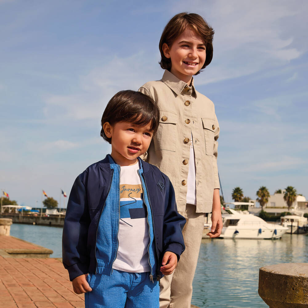 iDO-Boys White Cotton Graphic Print & Embroidered T-Shirt | Childrensalon Outlet