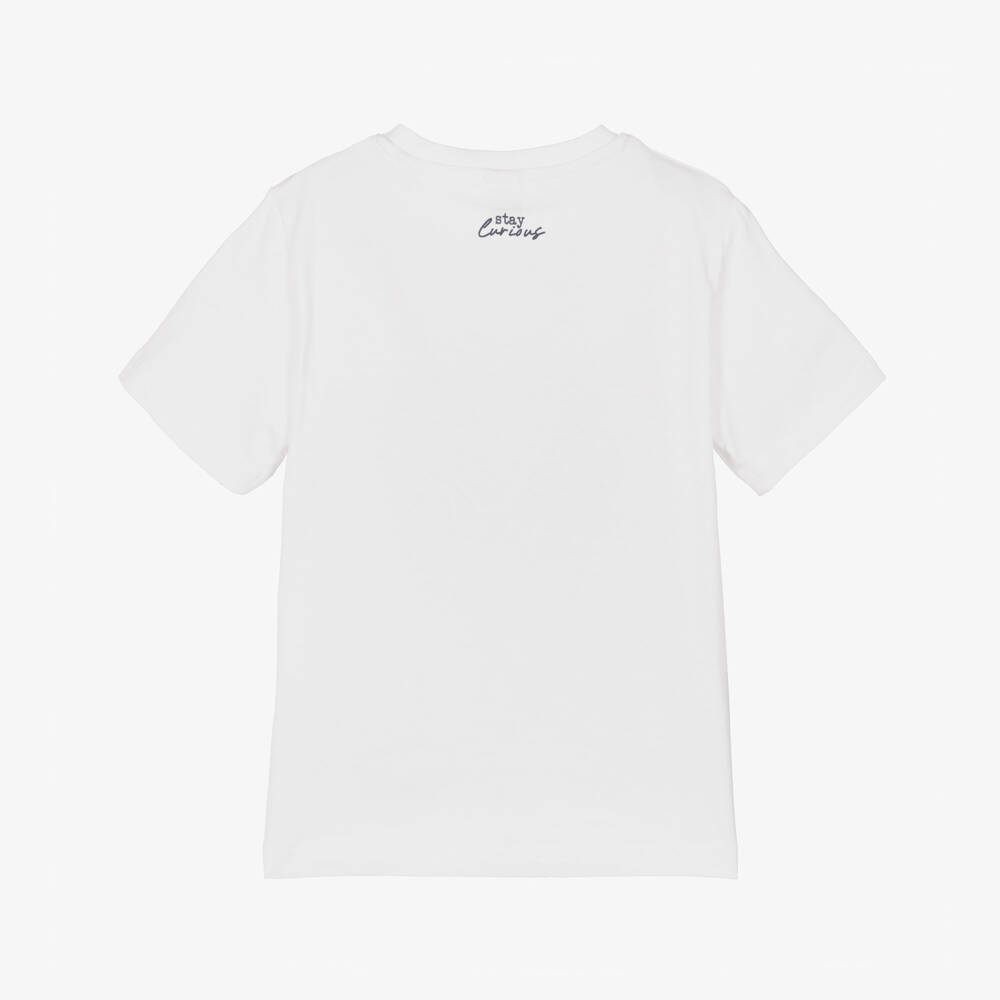 iDO-Boys White Cotton Graphic Print & Embroidered T-Shirt | Childrensalon Outlet