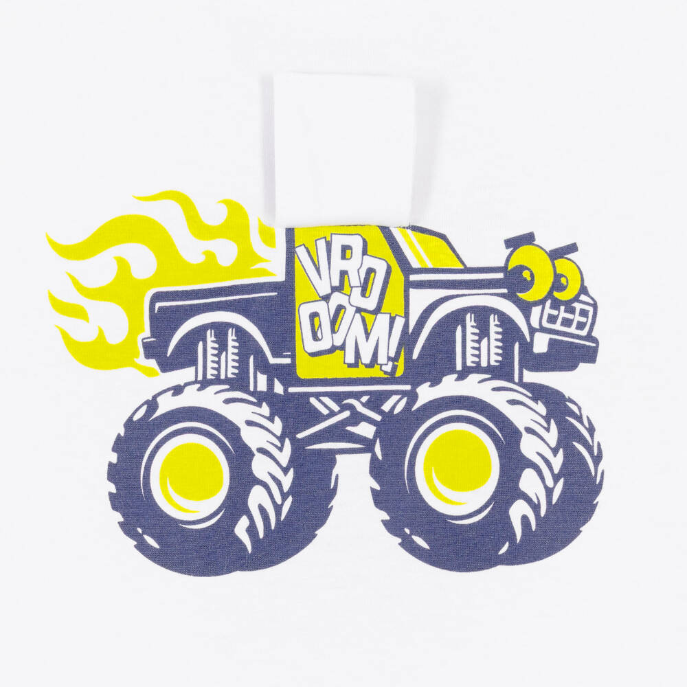 iDO-Boys White Cotton Monster Truck T-Shirt | Childrensalon Outlet