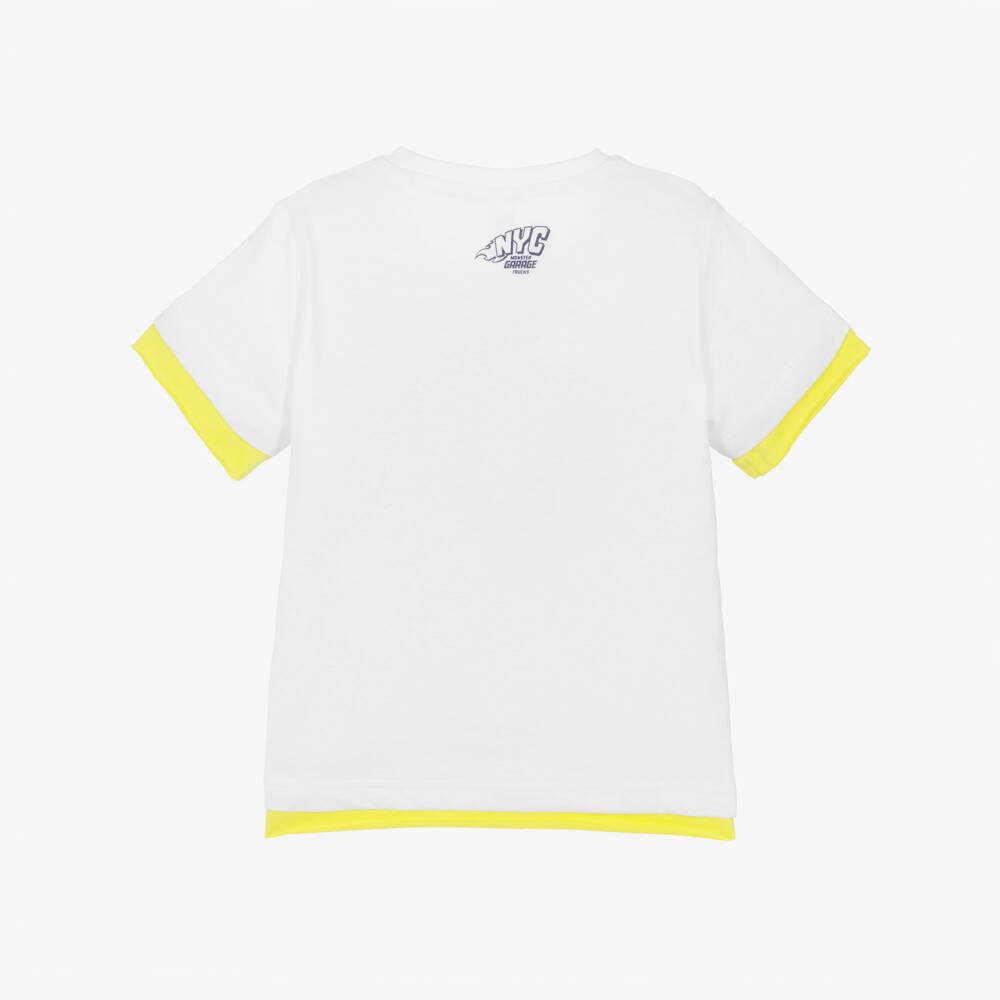 iDO-Boys White Cotton Monster Truck T-Shirt | Childrensalon Outlet