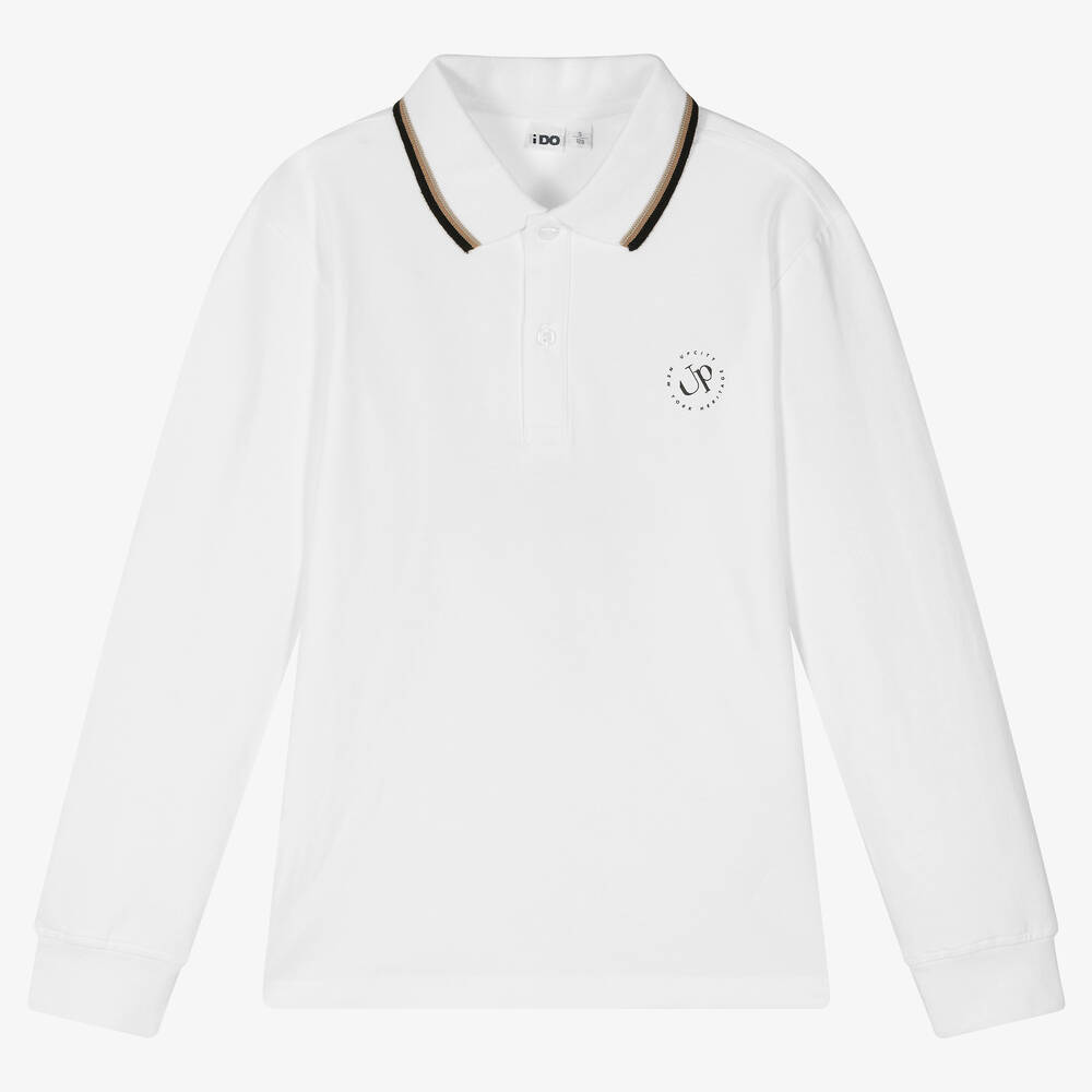 iDO Junior-Boys White Cotton Piqué NY Polo Top | Childrensalon Outlet