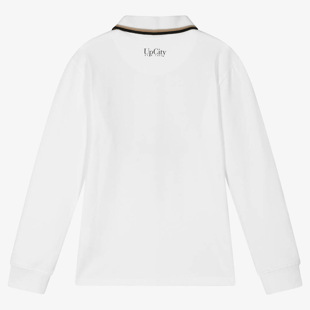 iDO Junior-Boys White Cotton Piqué NY Polo Top | Childrensalon Outlet