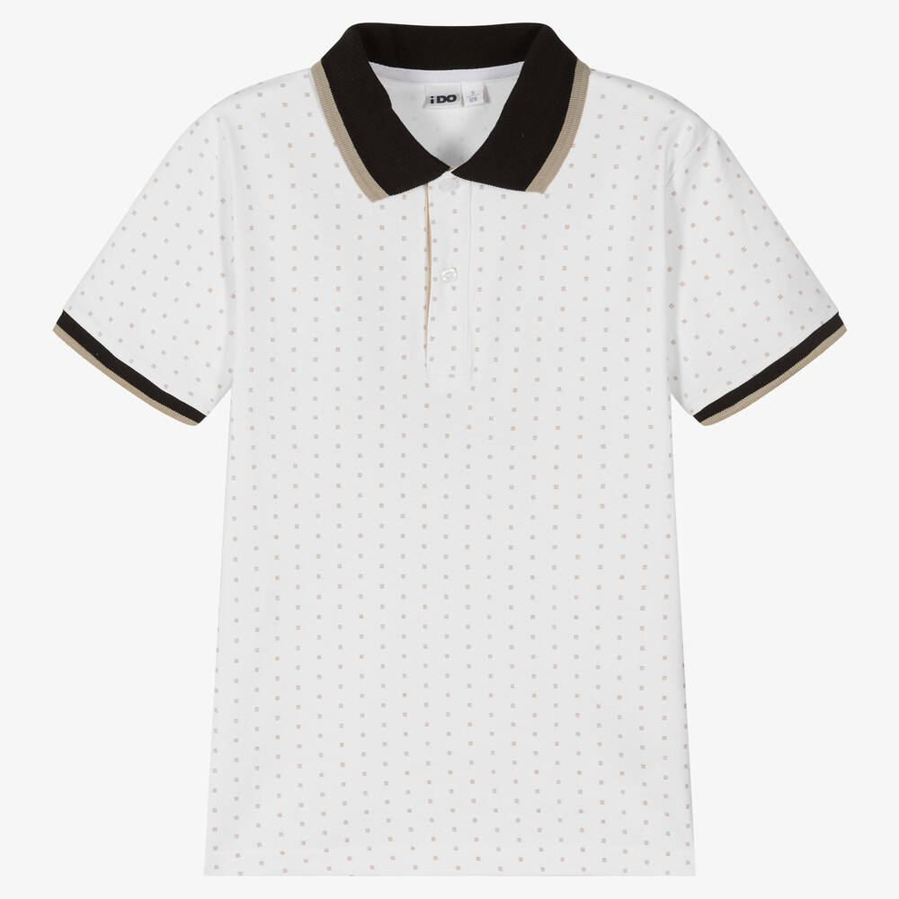 iDO Junior - Белая рубашка поло из хлопка пике | Childrensalon