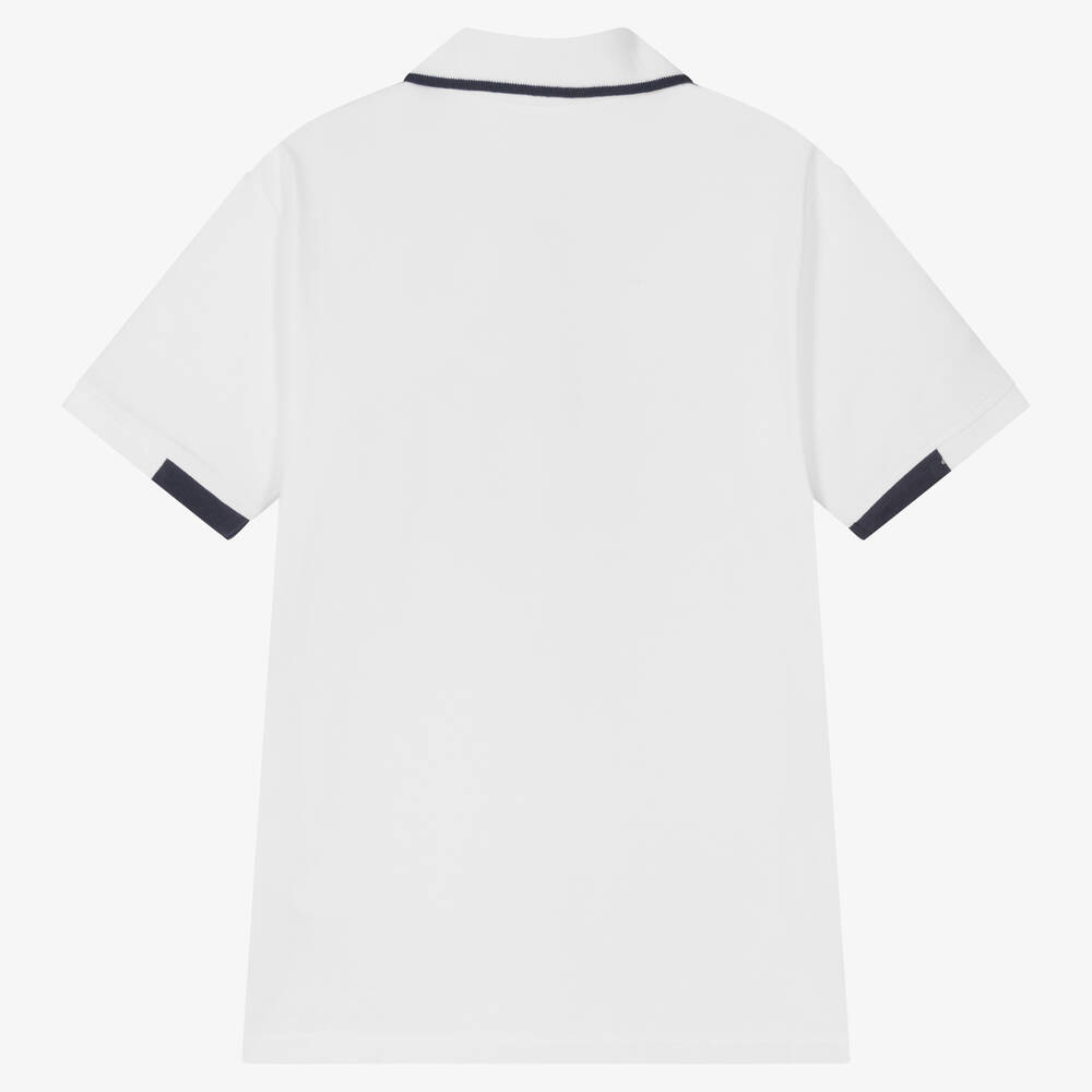iDO Junior Boys White Cotton Piqu Polo Shirt