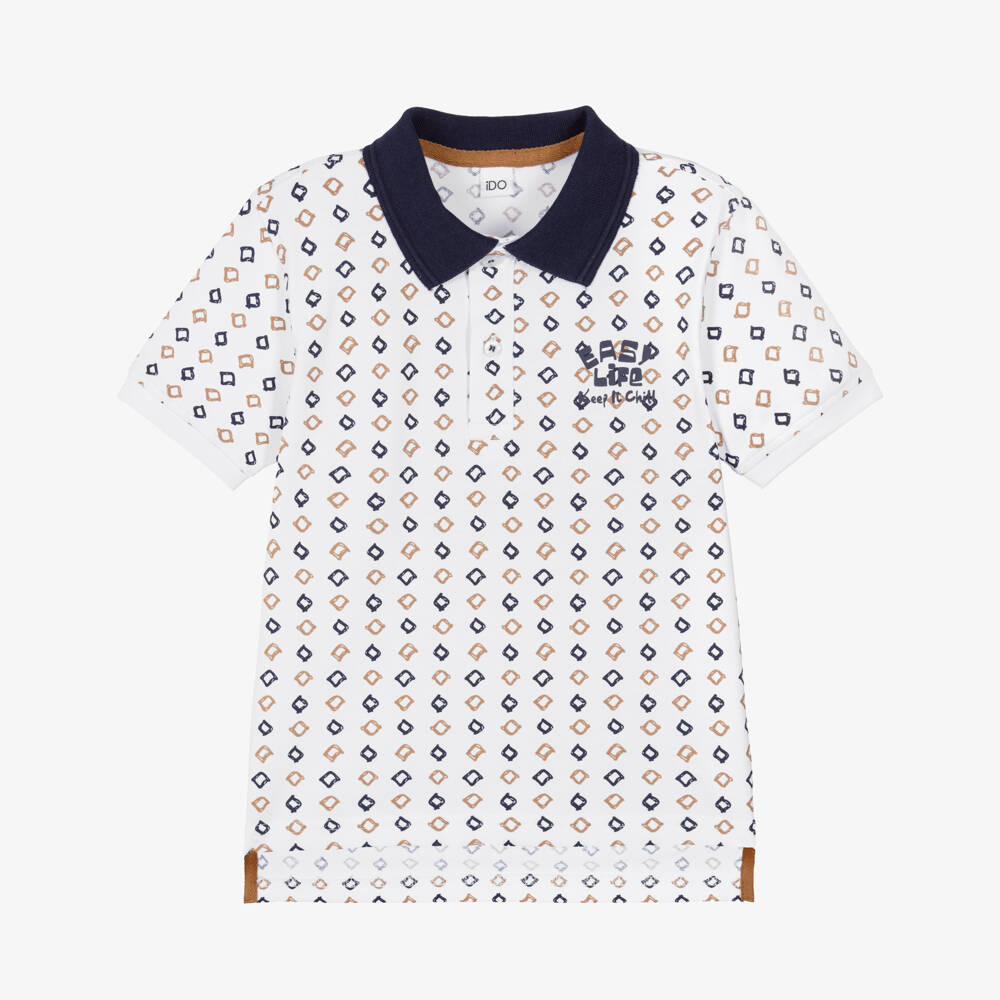 iDO-Boys White Cotton Piqué Polo Shirt | Childrensalon Outlet
