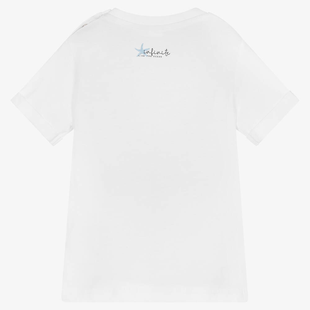 iDO Baby-Boys White Cotton Shell T-Shirt | Childrensalon Outlet