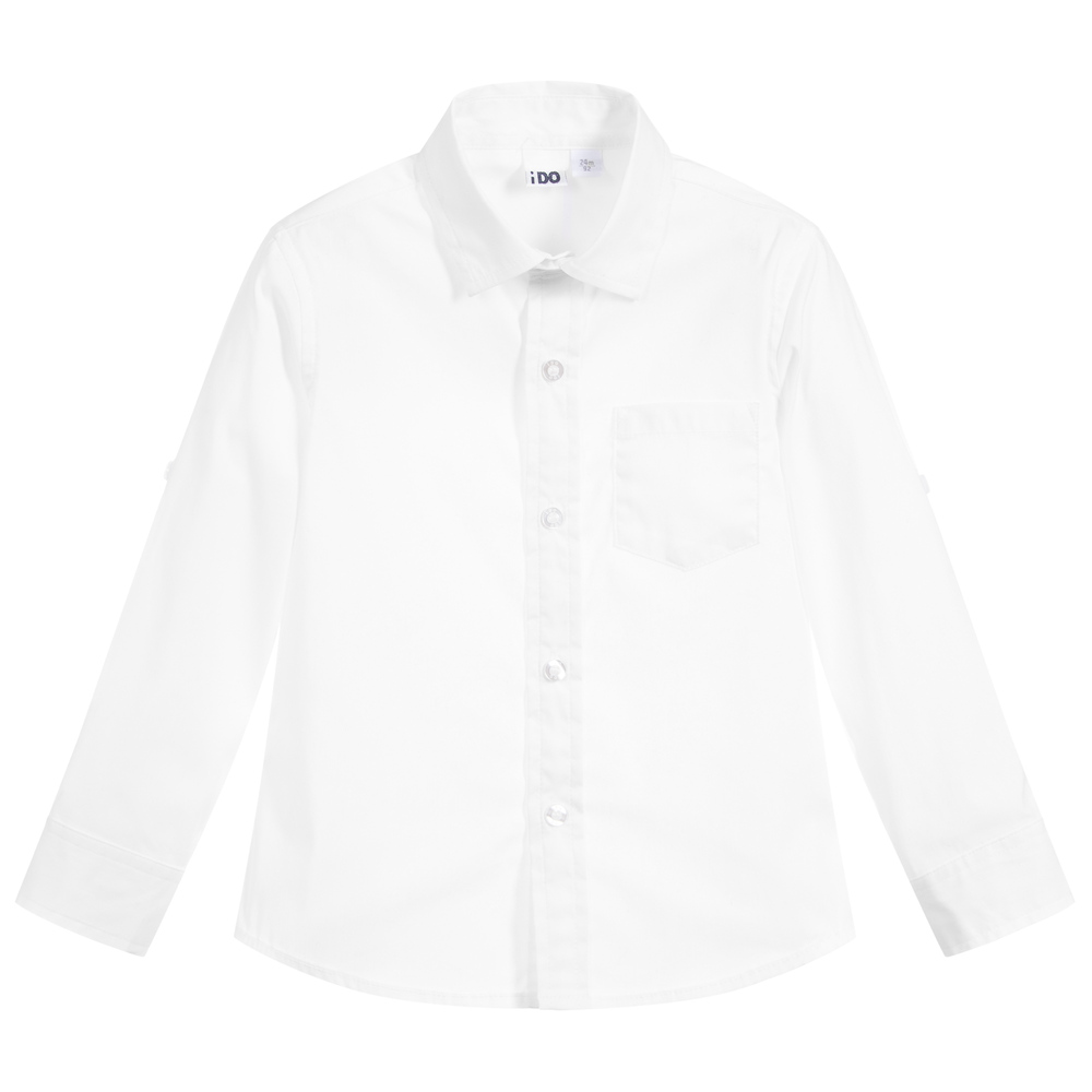 iDO Baby - قميص مزيج قطن لون أبيض للأولاد | Childrensalon