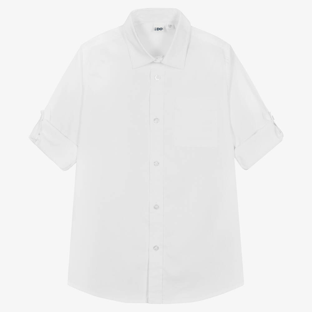 iDO Junior - قميص مزيج قطن لون أبيض للأولاد | Childrensalon