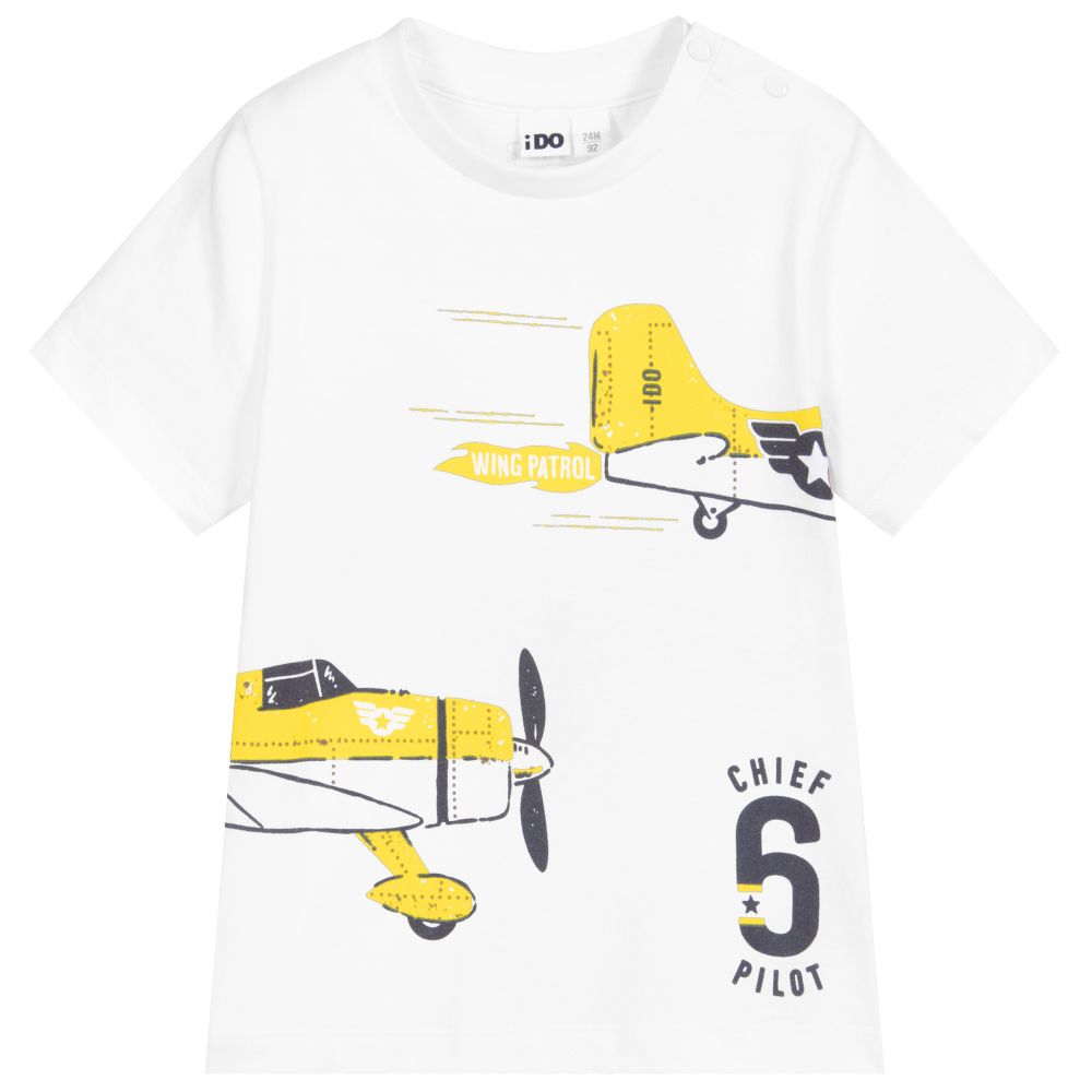 iDO Малыши-Boys White Cotton T-Shirt  | Childrensalon Outlet
