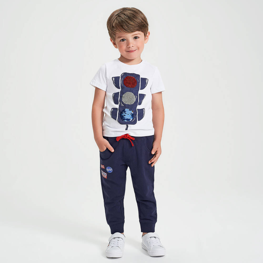iDO Baby-Boys White Cotton T-Shirt | Childrensalon Outlet