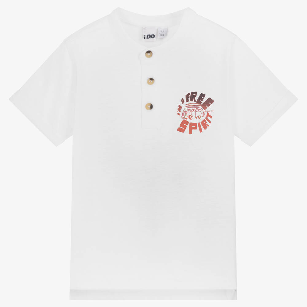 iDO Baby - Boys White Cotton T-Shirt | Childrensalon