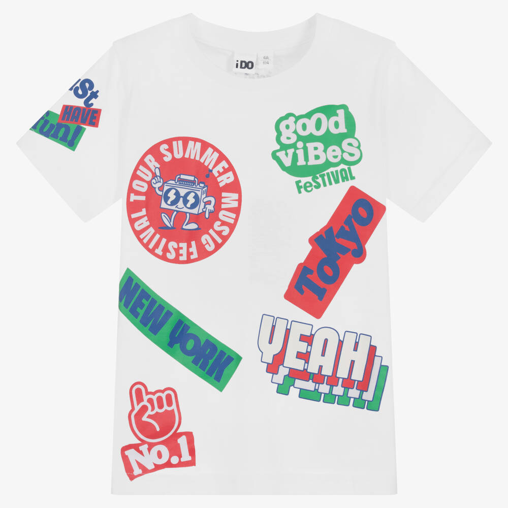 iDO Малыши-Белая хлопковая футболка | Childrensalon Outlet