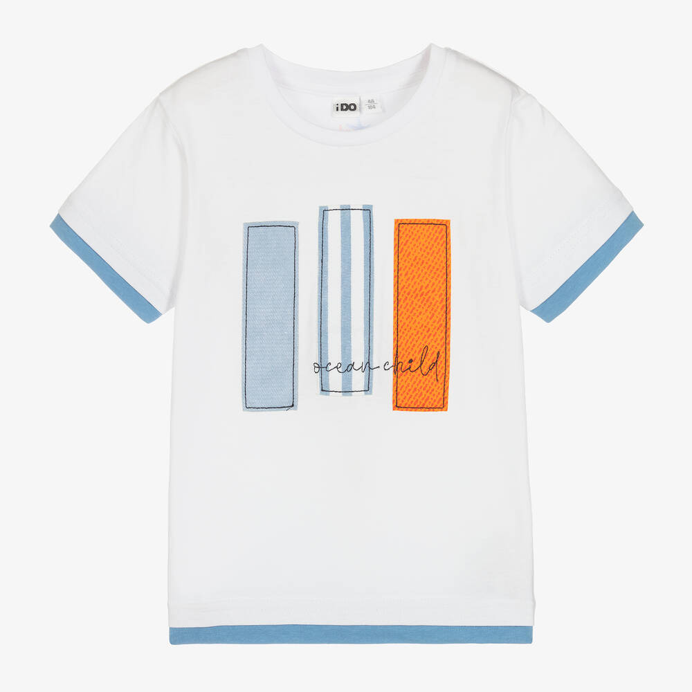 iDO Baby - Boys White Cotton T-Shirt  | Childrensalon