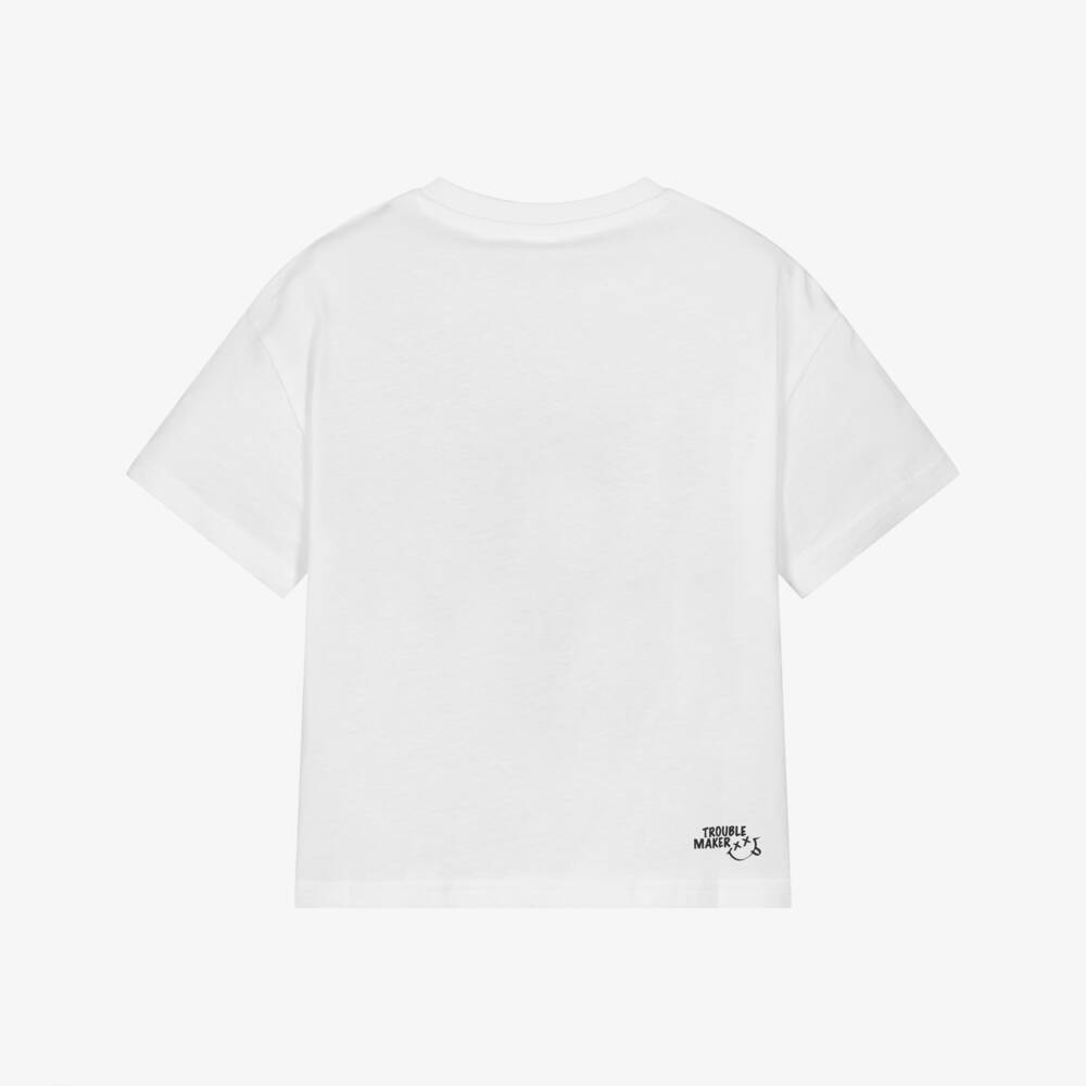 iDO-Boys White Cotton T-Shirt with Cool Dog Graphic | Childrensalon Outlet