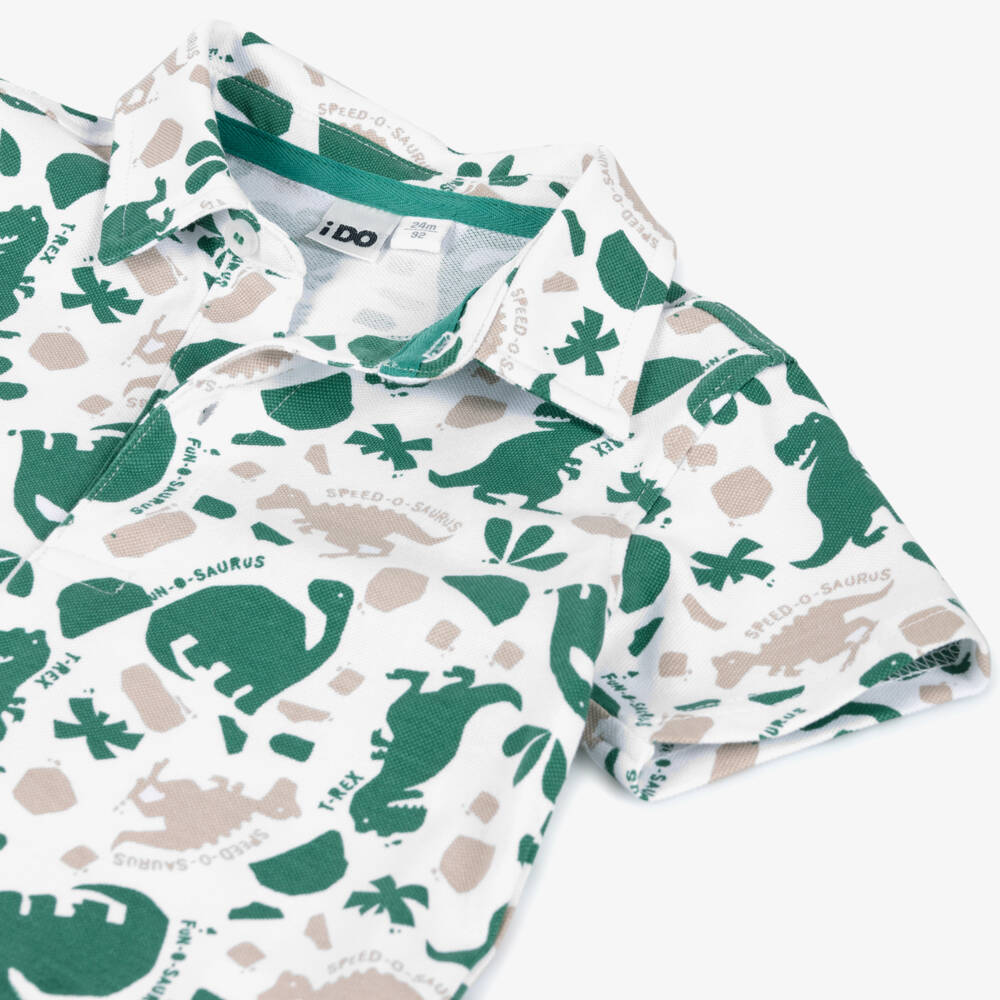iDO Baby-Boys White Dino Adventure Polo | Childrensalon Outlet