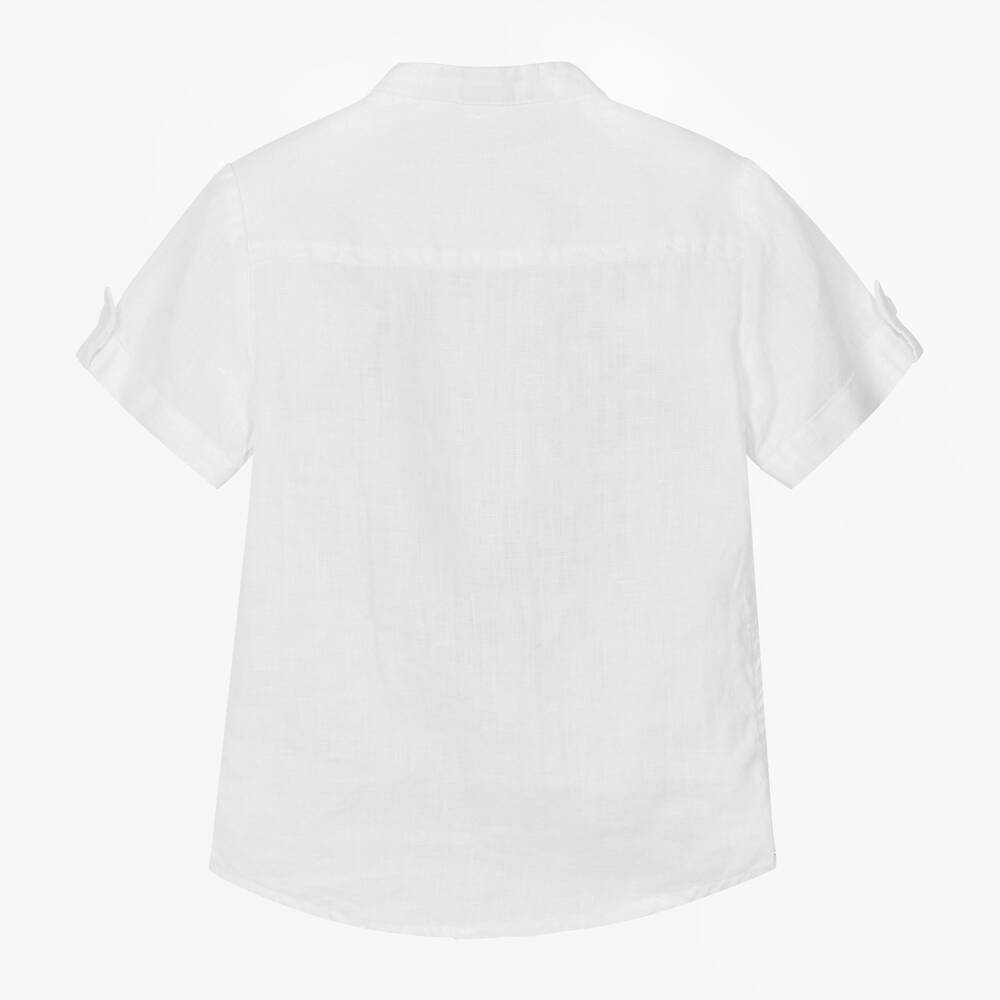 iDO Baby-Boys White Linen Shirt | Childrensalon Outlet