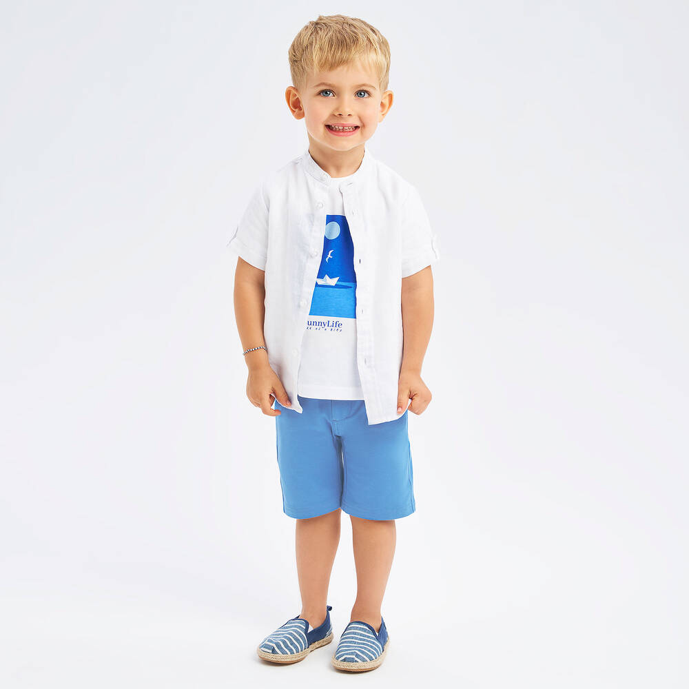 iDO Baby-Boys White Linen Shirt | Childrensalon Outlet