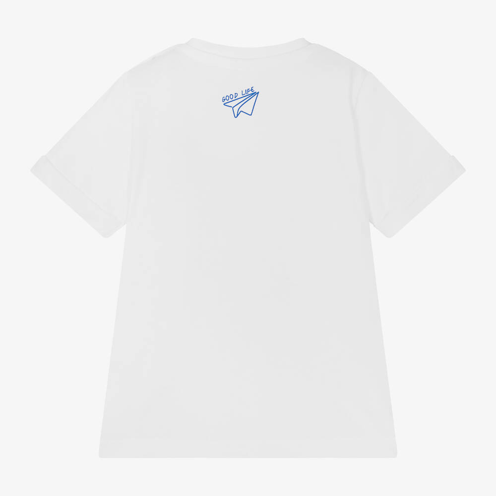 iDO Baby-Boys White Moon Print Cotton T-Shirt | Childrensalon Outlet