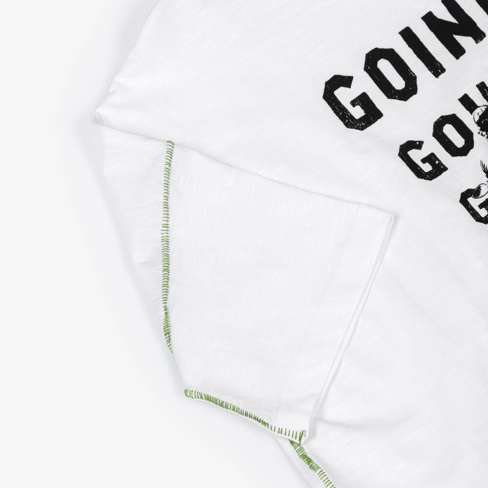 iDO-Boys White Slubbed Cotton T-Shirt with Biker Graphic | Childrensalon Outlet