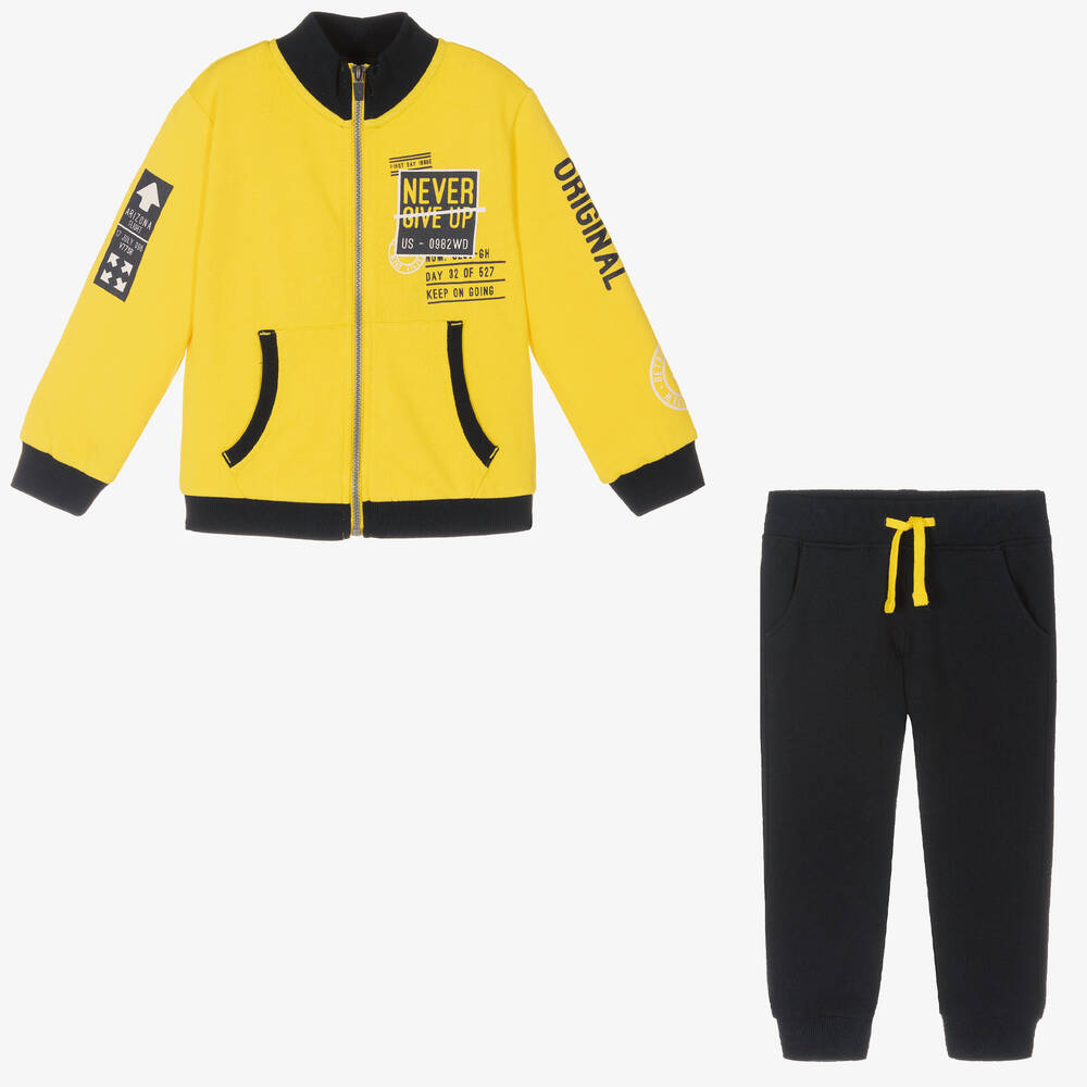 iDO Baby-تراكسوت قطن لون أصفر وكحلي للأولاد | Childrensalon Outlet