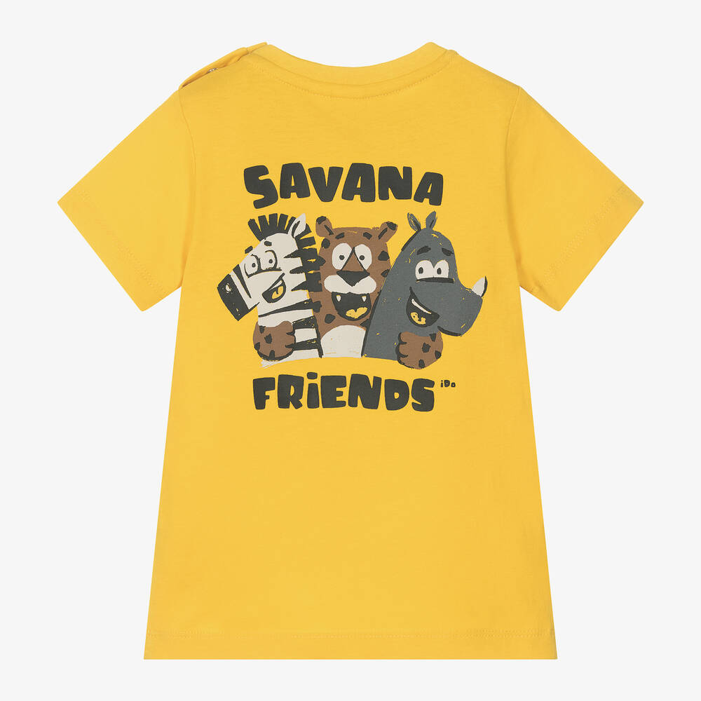 iDO Малыши-Boys Yellow Cotton Animal Print T-Shirt | Childrensalon Outlet