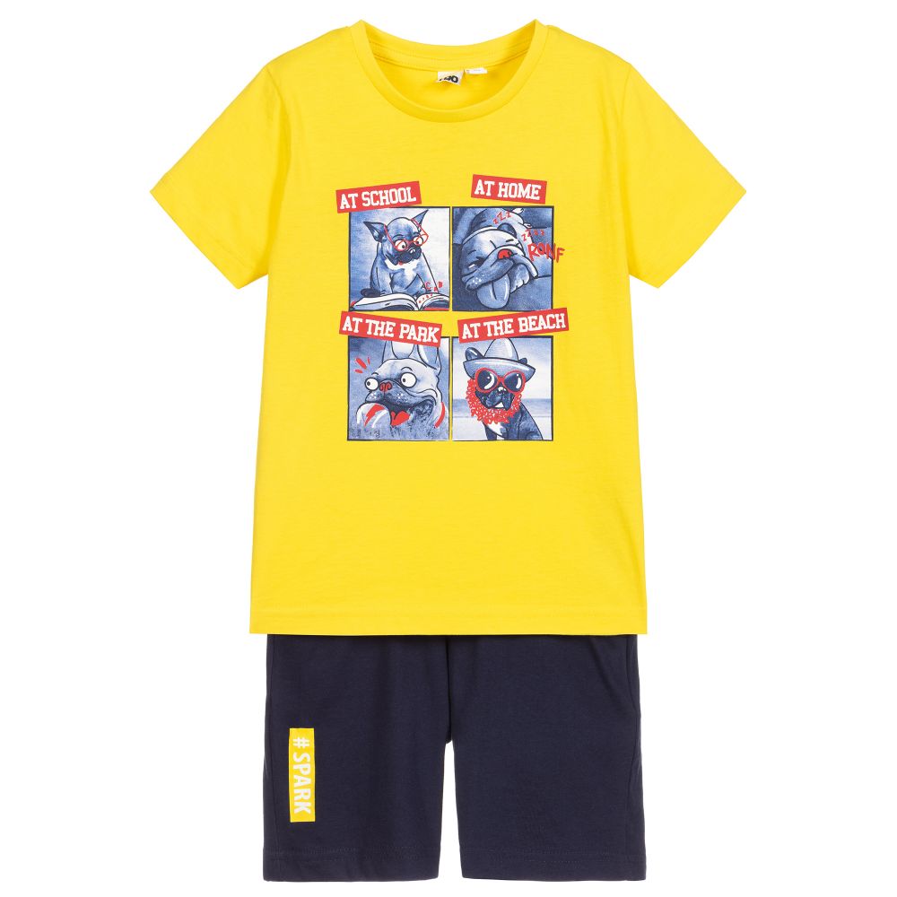 iDO Малыши-Желтая футболка с шортами из хлопка для мальчиков | Childrensalon Outlet
