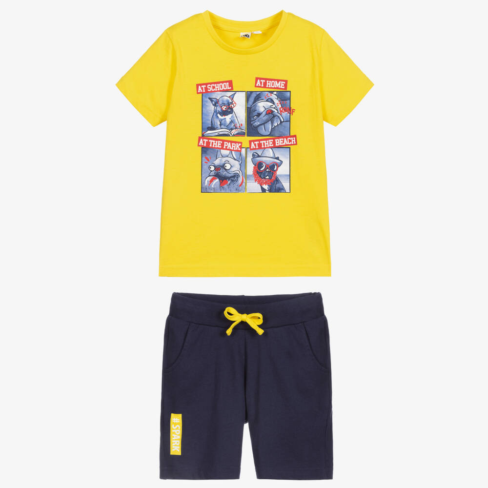 iDO Малыши-Желтая футболка с шортами из хлопка для мальчиков | Childrensalon Outlet