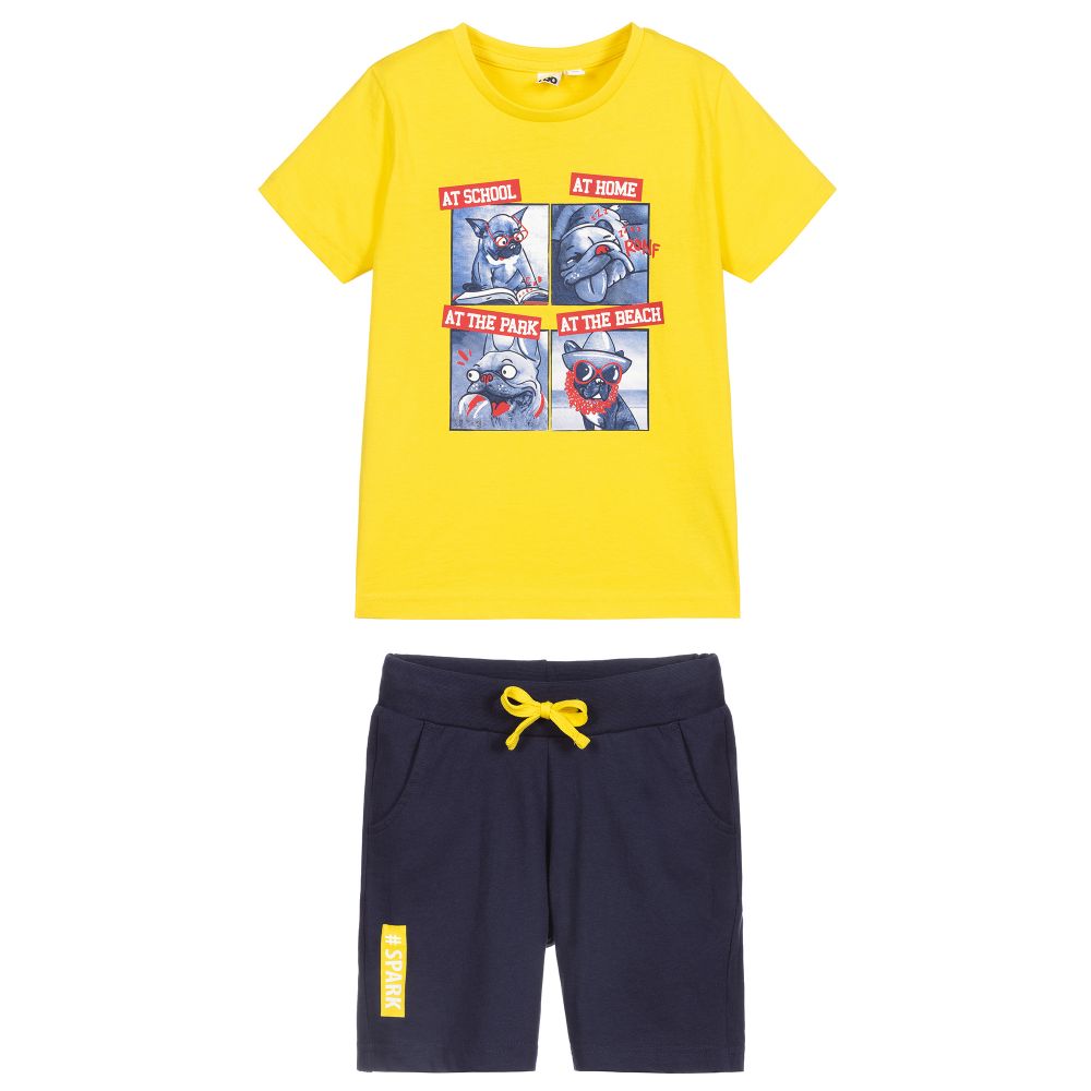 iDO Baby-Boys Yellow Cotton Shorts Set | Childrensalon Outlet