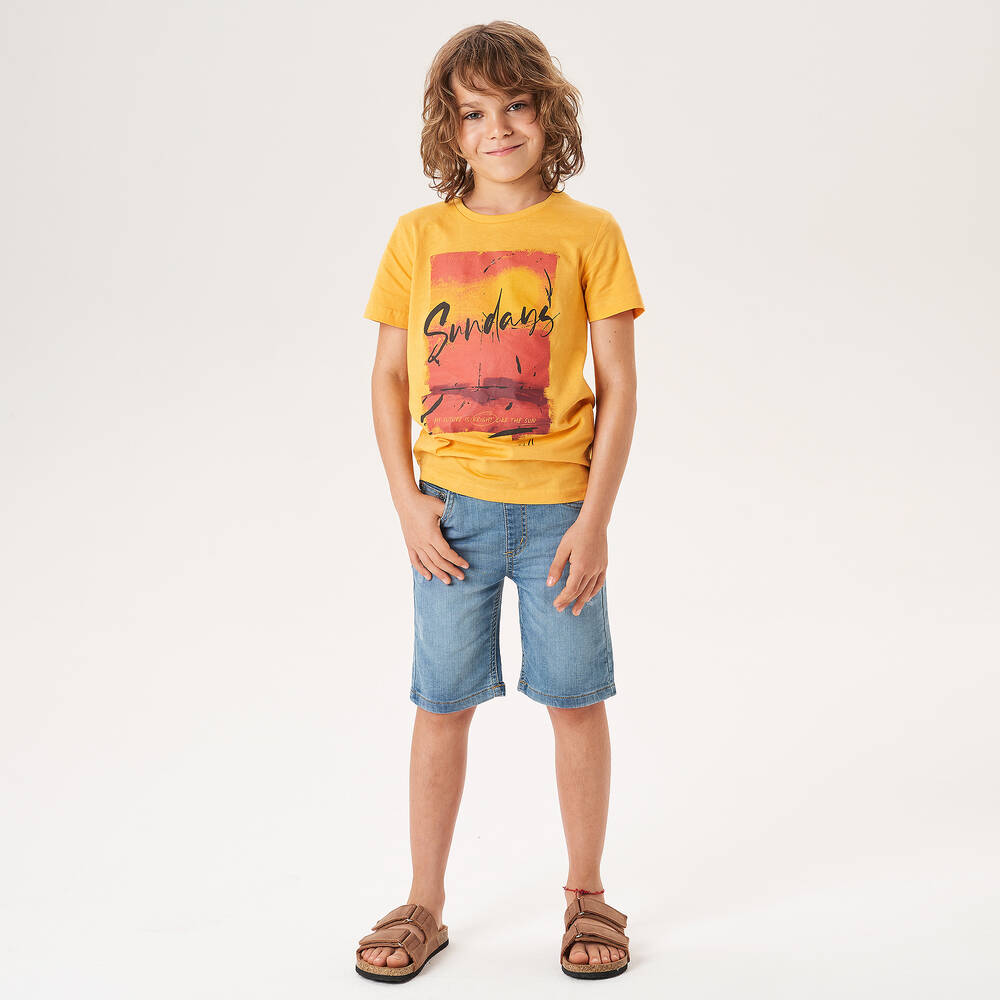 iDO Junior - Boys Yellow Cotton T-Shirt | Childrensalon Outlet