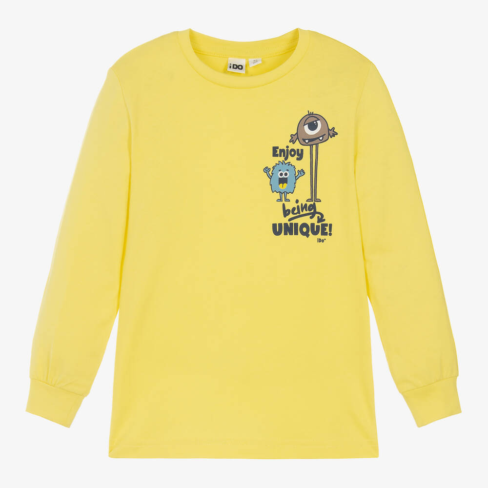 Boys Yellow Monster Print Cotton Top